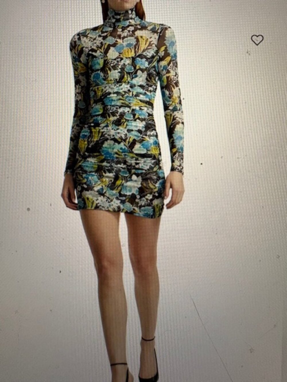 Cinq A Sept Harper Turquoise Floral Print Mesh Harper Mini Dress, Sz 8, NWT